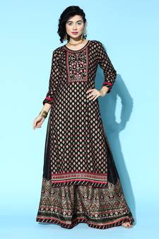 Black embroidered rayon stitched lehenga