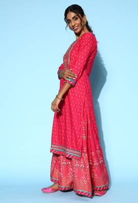Pink embroidered rayon stitched lehenga 3