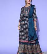 Blue embroidered rayon stitched lehenga