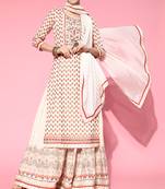 Off-white embroidered rayon stitched lehenga