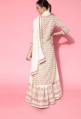 Off-white embroidered rayon stitched lehenga 2