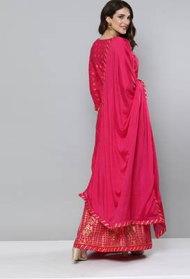 Pink printed rayon stitched lehenga 2