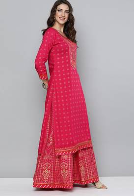 Pink printed rayon stitched lehenga 3