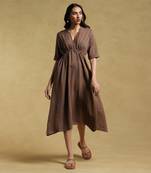 Brown Striped Dress by RITU KUMAR