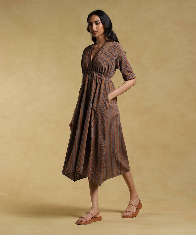 Brown Striped Dress by RITU KUMAR