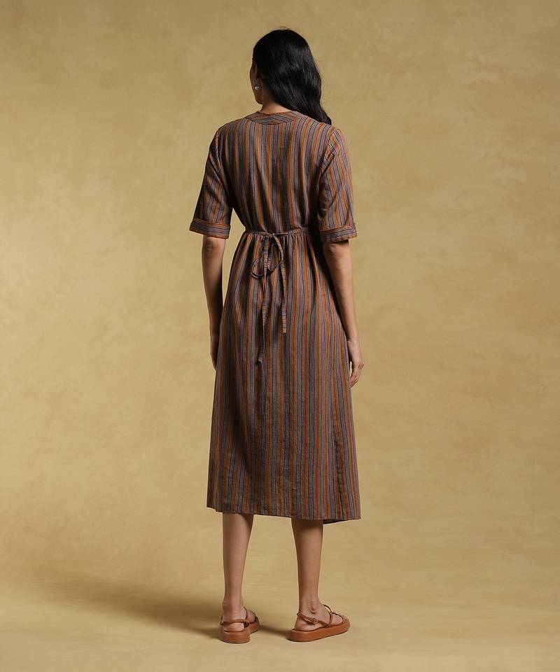 Brown Striped Dress by RITU KUMAR