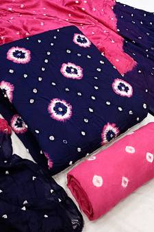 Navy-Blue Bandhej Rayon Salwar