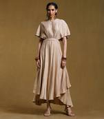 Beige Textured Cut-Out Dress by RITU KUMAR
