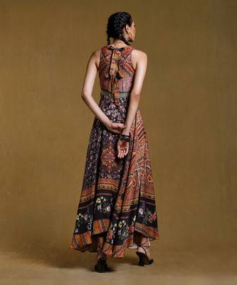 RITU KUMAR Black Printed Long Dress 4