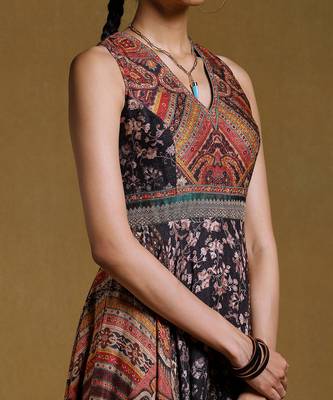 RITU KUMAR Black Printed Long Dress 5