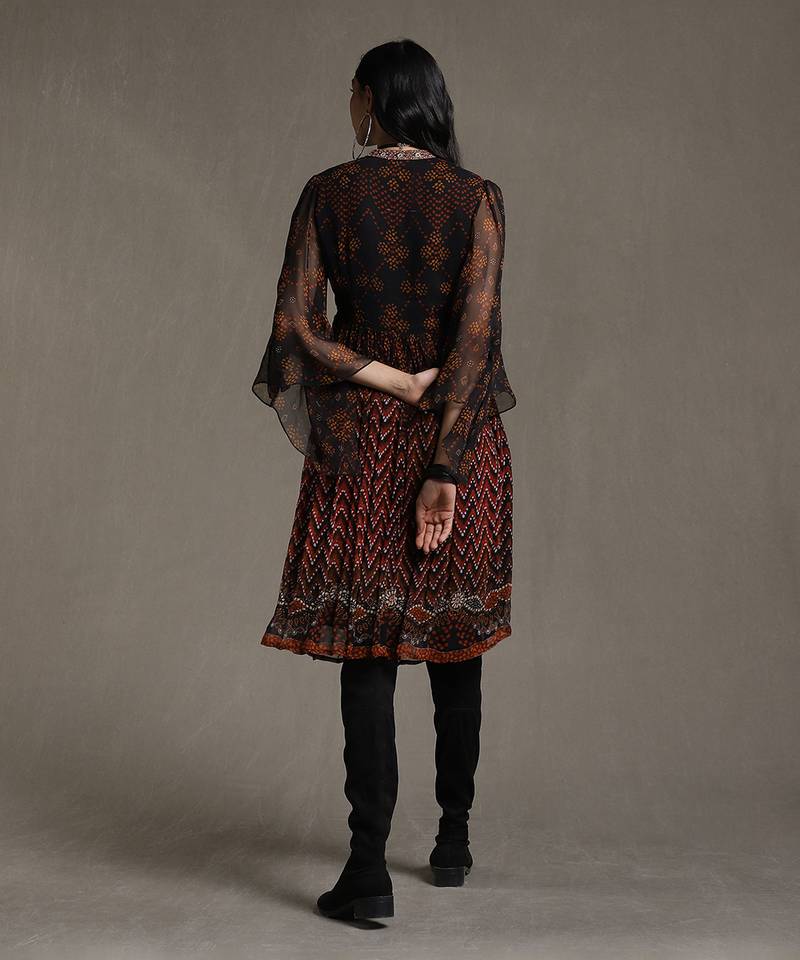 Black Printed Dress by RITU KUMAR