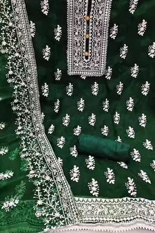Green Embroidered Organza Salwar