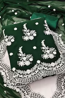 Green embroidered georgette salwar
