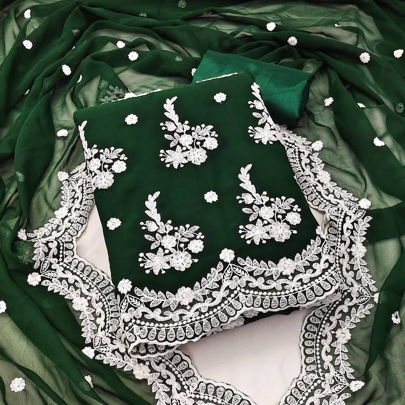 Green embroidered georgette salwar