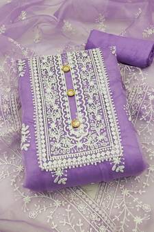 Purple Embroidered Organza Salwar