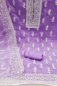 Purple Embroidered Organza Salwar