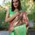 Peach woven silk saree with blouse