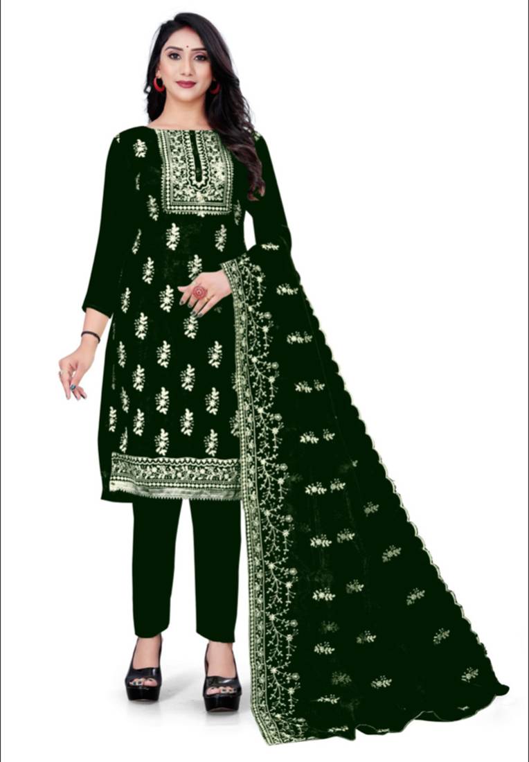 Green embroidered organza salwar