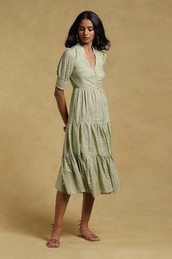 Green Textured Dress by RITU KUMAR