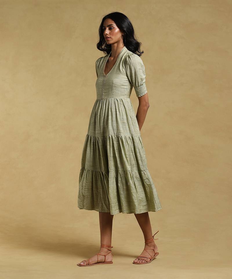 Green Textured Dress by RITU KUMAR