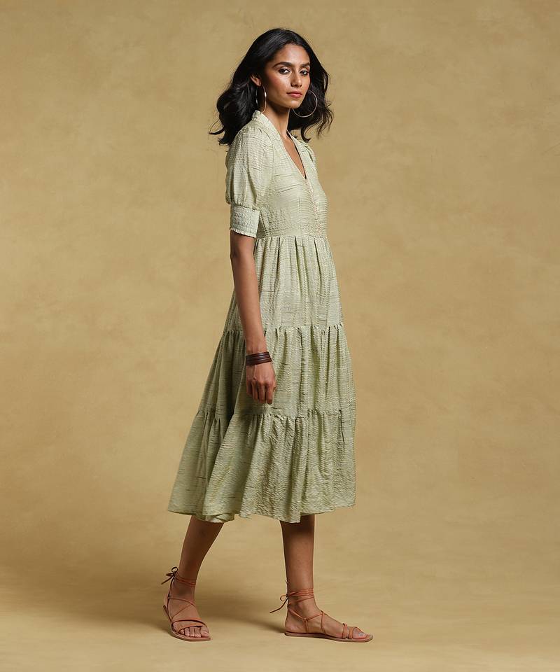 Green Textured Dress by RITU KUMAR