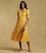 Yellow Textured Dress by RITU KUMAR