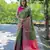 Green Woven silk blend Blend Saree With Blouse
