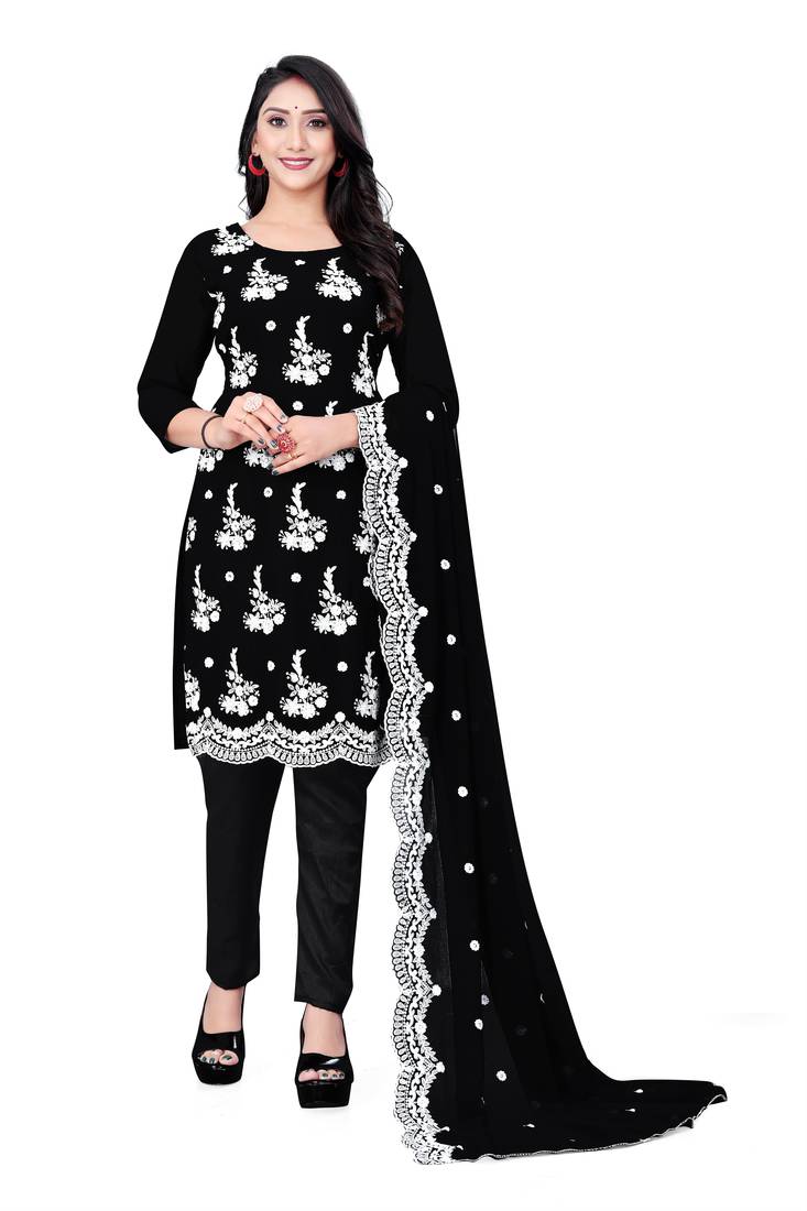 Black embroidered georgette salwar