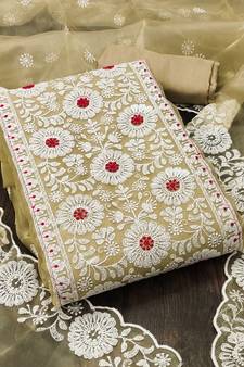 Beige Embroidered Organza Salwar