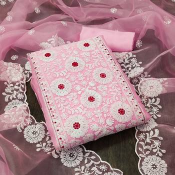 Light-Pink Embroidered Organza Salwar 1