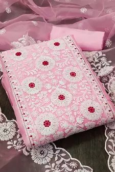 Light-Pink Embroidered Organza Salwar
