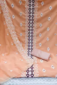 Orange Embroidered Georgette Salwar