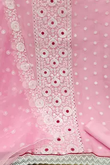 Light-Pink Embroidered Organza Salwar