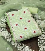 Parrot-green embroidered organza salwar