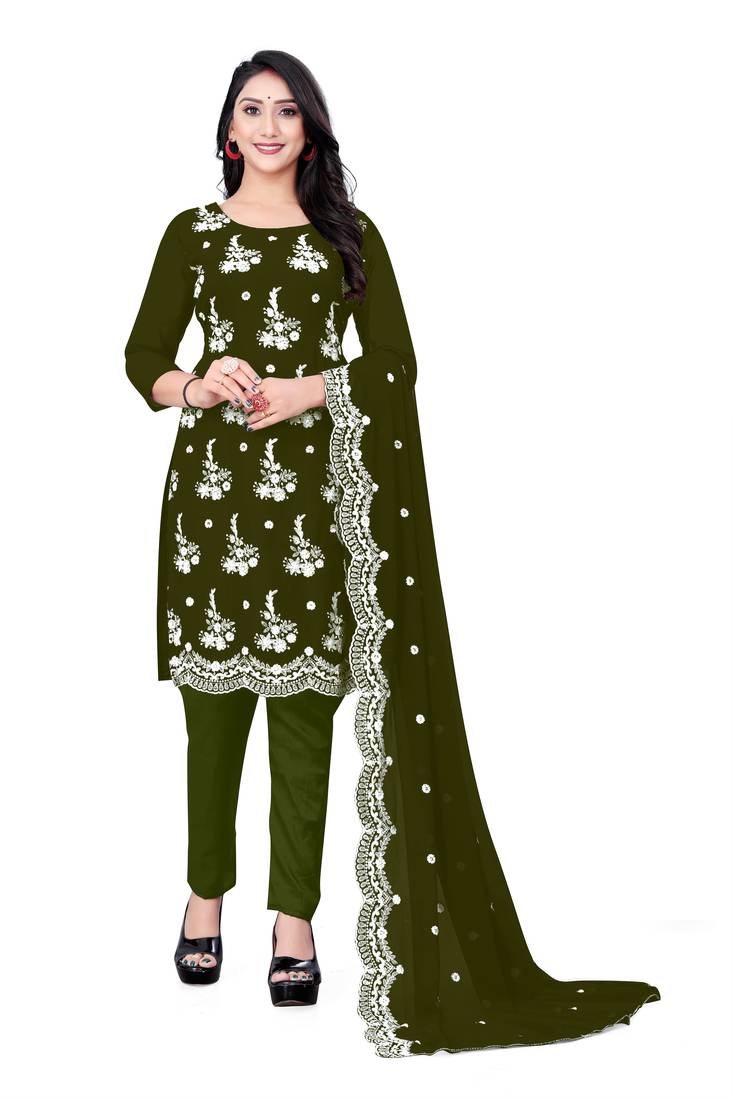 Mehendi embroidered georgette salwar