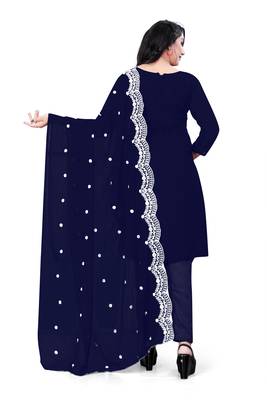 Navy-blue embroidered georgette salwar 2