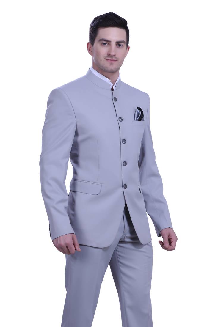 Grey plain cotton menblazers SAAYA 4028330