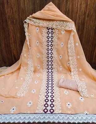 Orange Embroidered Georgette Salwar 3