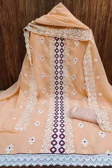 Orange Embroidered Georgette Salwar