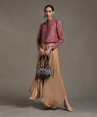 RITU KUMAR Taupe Asymmetric Palazzos 1