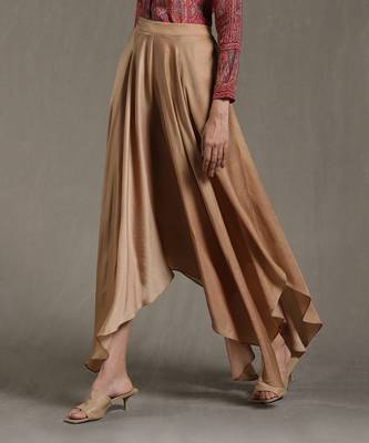 RITU KUMAR Taupe Asymmetric Palazzos 2