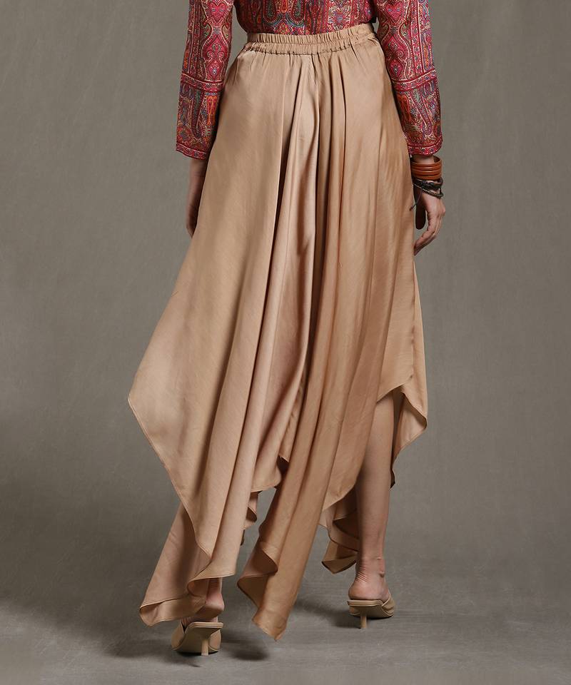 RITU KUMAR Taupe Asymmetric Palazzos