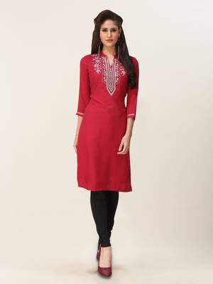 Maroon embroidered rayon ethnic-kurtis 1