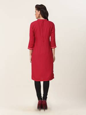 Maroon embroidered rayon ethnic-kurtis 2