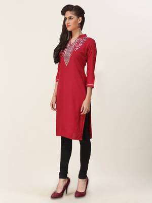 Maroon embroidered rayon ethnic-kurtis 3