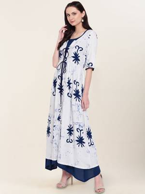 Navy-blue printed rayon ethnic-kurtis 1