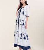 Navy-blue printed rayon ethnic-kurtis