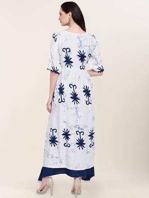 Navy-blue printed rayon ethnic-kurtis 2