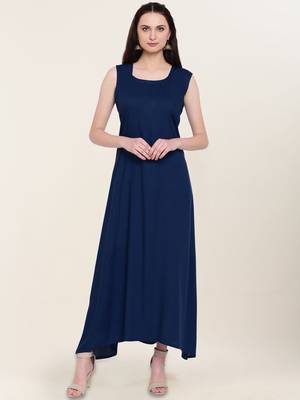 Navy-blue printed rayon ethnic-kurtis 3
