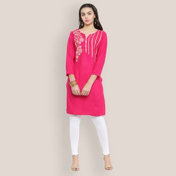 Pink embroidered rayon ethnic-kurtis 1